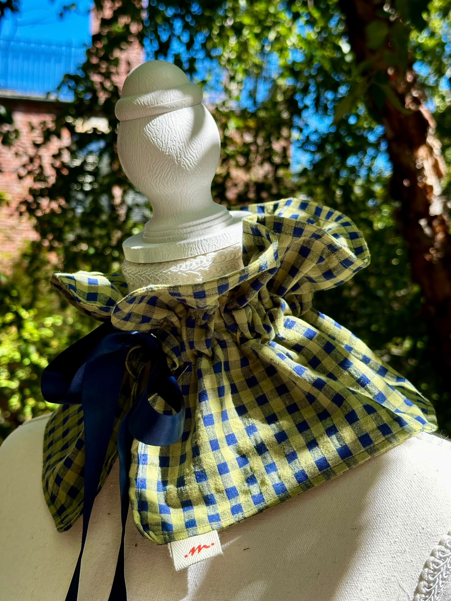 Candela — Olive & Navy Gingham Collar